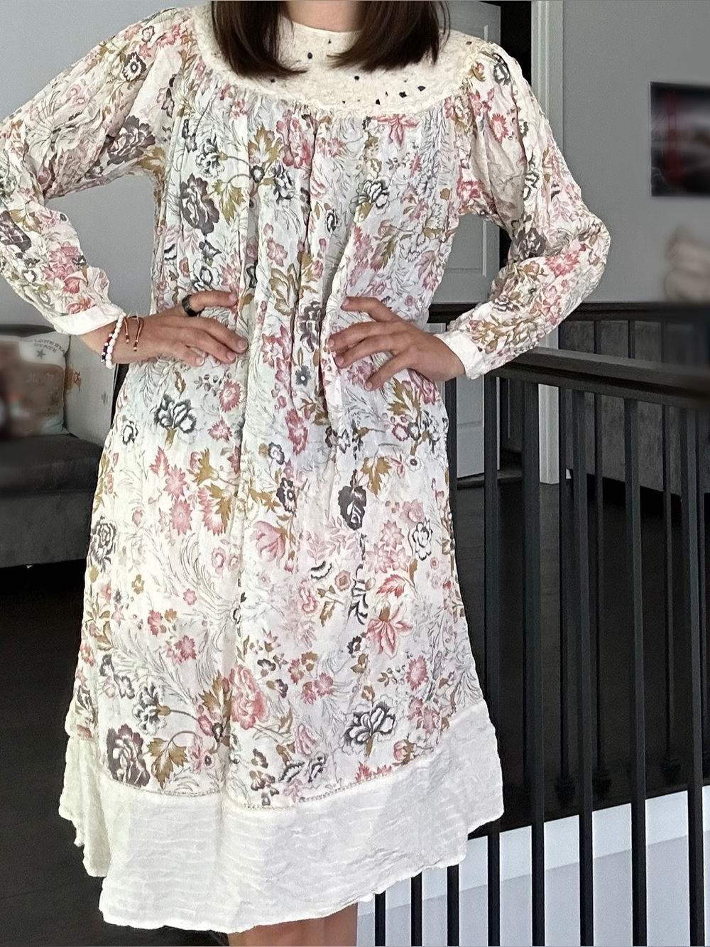 Phool Women's vintage floral embroidered dress Size Medium